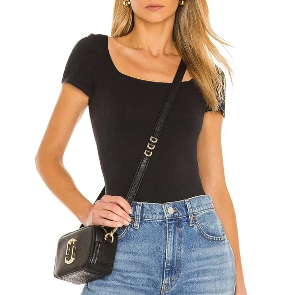 Revolve  Yummie Annette Bodysuit in black  Short Sleeve Crewneck S/M - Picture 5 of 7